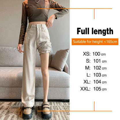 LVSANW 100% Lyocell Fabric Summer Ultra-thin Women's Jeans High Waist Baggy Straight Soft Ice Silk Drape Cool Pants Fashion Female