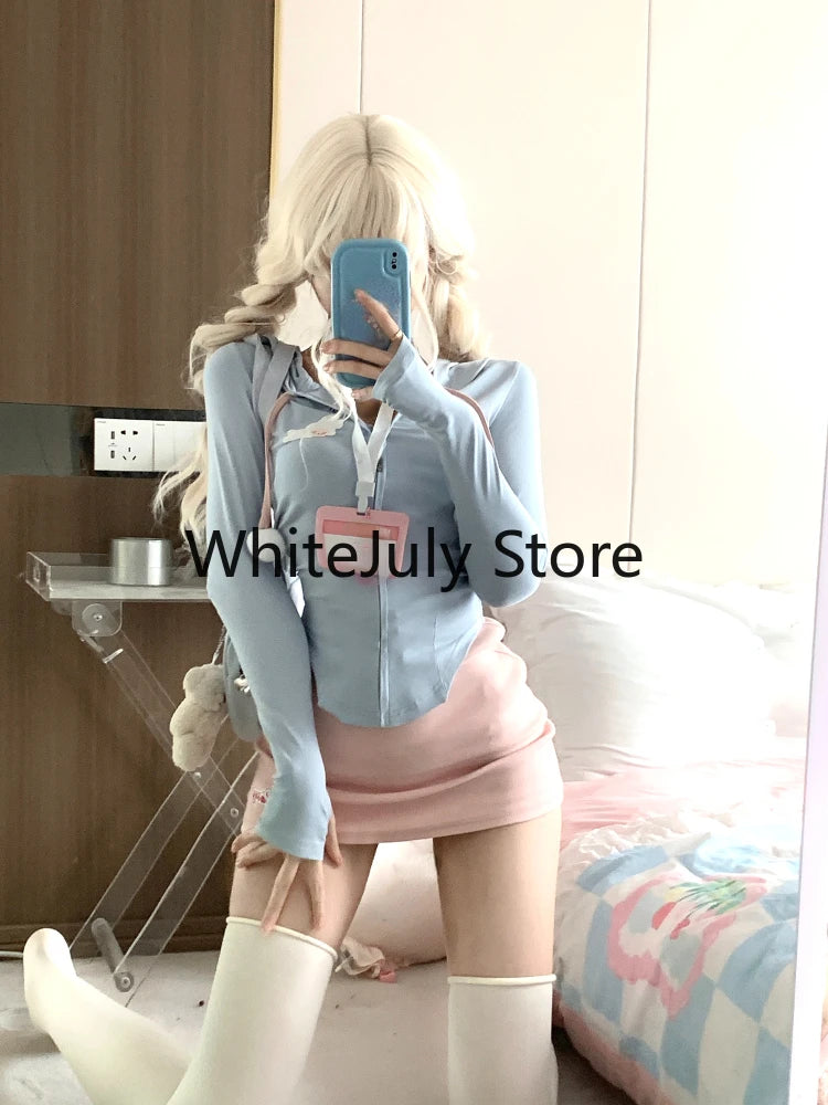 LVSANW 2 Piece Skirts Set Women Casual Bodycon Sweatshirts Y2k Crop Tops + Mini Skirts Kawaii Dress Suits Tracksuits Female 2024 Autumn