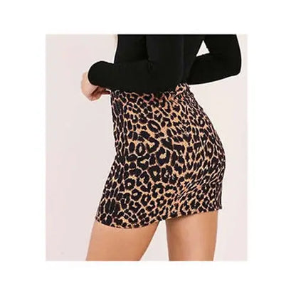 LVSANW 2019 Sexy Women Fashion Leopard Print Sexy Mini Skirt Pleated Seamless Stretch Tight Business Slim Pencil Mini Skirts