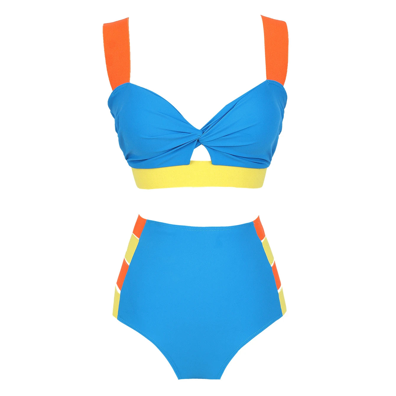 LVSANW 2024 New Push Up Single Shoulder Stripe Women Bikini Set High Cut Printed Bottom Padded Swimwear Summer Beachwear Bathing Suit