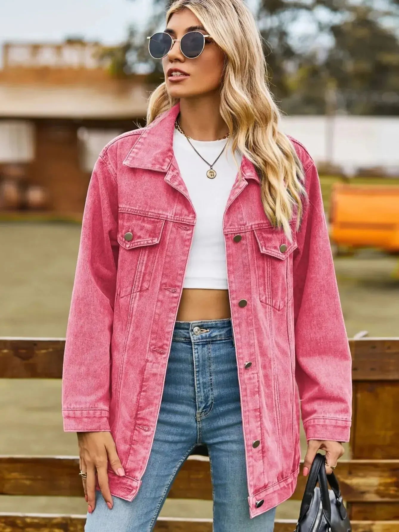 LVSANW 2024 Autumn Winter Classic Versatile Denim Jacket for Women Fashion Loose Mid Length Jeans Coat Casual Female Clothing S-2XL