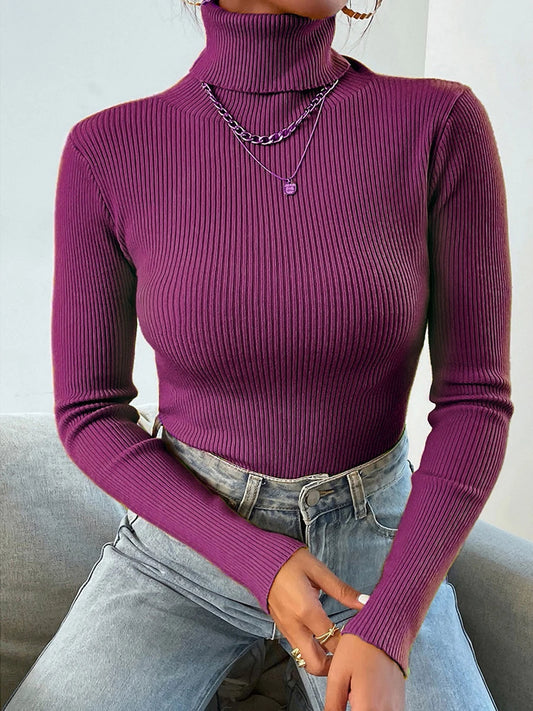 LVSANW 2024 Autumn Winter Women Long Sleeve Knit Turtleneck Pulls Sweater Casual Rib Jumper Tops Female Home Pullover Y2K Clothes