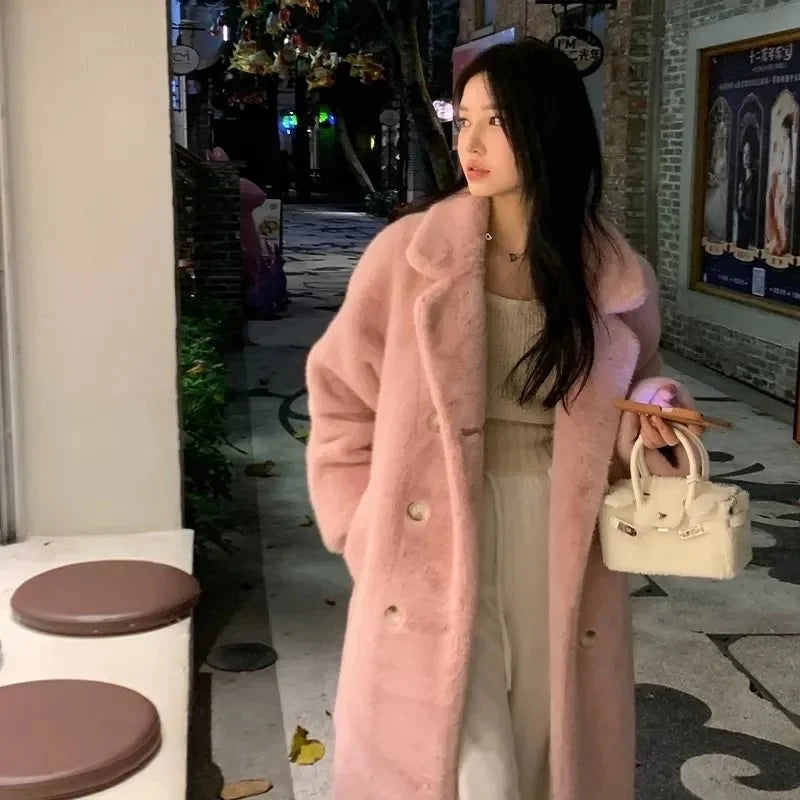 LVSANW 2025 Autumn and Winter Thick Long Suit Collar Imitation Mink fur Coat fur Integrated Environmentally Friendly fur Coat for Women