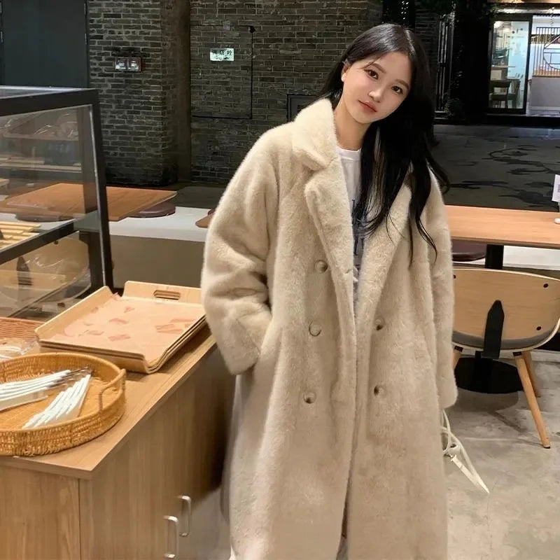 LVSANW 2025 Autumn and Winter Thick Long Suit Collar Imitation Mink fur Coat fur Integrated Environmentally Friendly fur Coat for Women