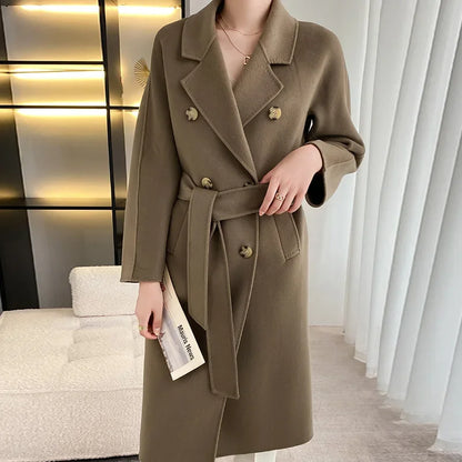 LVSANW 2024 Autumn and winter new double-sided cashmere coat female high-end  long pure wool loose coat