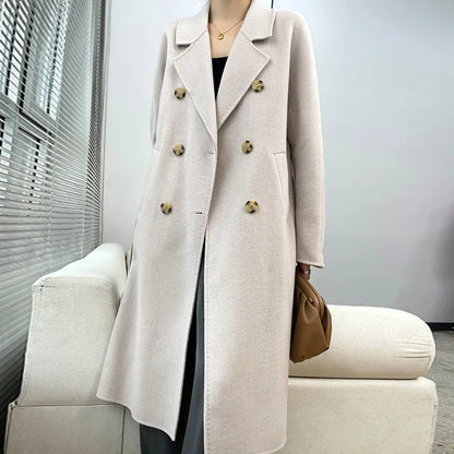 LVSANW 2024 Autumn and winter new double-sided cashmere coat female high-end  long pure wool loose coat