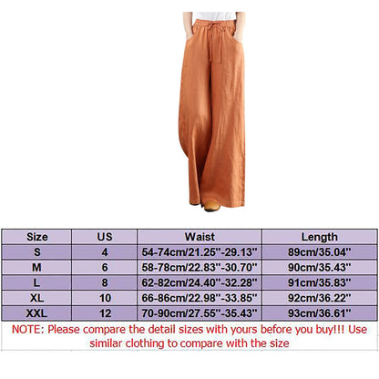 LVSANW 2024 Cotton Linen Wide Leg Pants Big Size Trousers Women Summer Elastic Waist Casual Ankle-length Pantalones Baggy Sweatpant