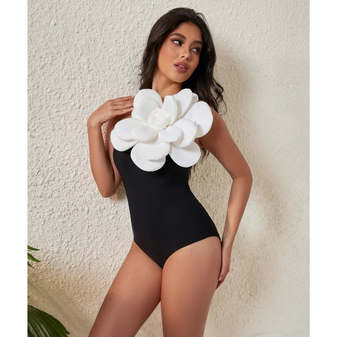 LVSANW 2024 Handmade 3D Flower One Shoulder One Piece Swimsuit and Skirt  Clearance Wholesale Bathing Suit Bodysuit Dress