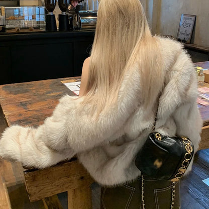 LVSANW 2025 Luxury Brand Autumn Winter Fur Coat Women Short Lazy Wind Fox Fur Jacket Cropped Fluffy Casaco De Pele Feminino