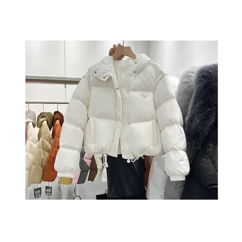 LVSANW 2025 New Desleeved Two-wear Parkas Short-cut Hooded Cotton-padded Women's Warm Jacket Bread Coat