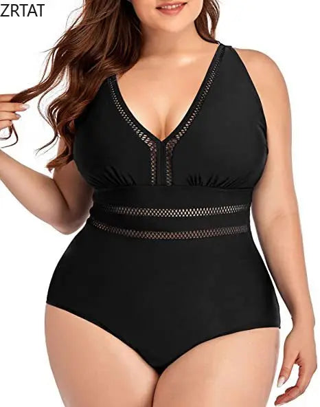 LVSANW 2024 New European and American Cross-border One-piece Swimsuit Women's Splicing Cutout Print Swimsuit V-Neck Plus Size Bikini