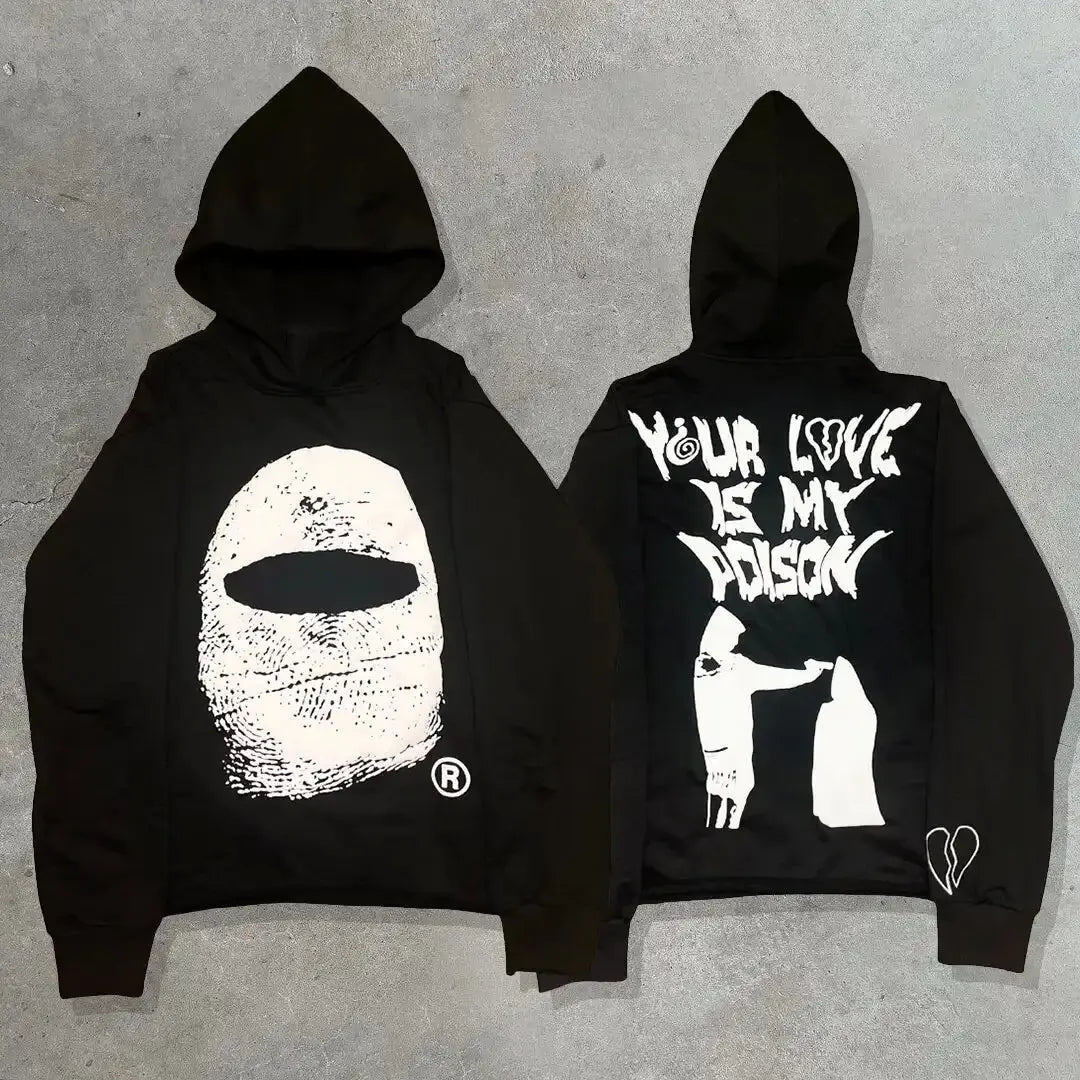 LVSANW 2024 New Fashion Skull Print Hoodies Women Graphic Y2k Top Oversized Zip Up Hoodie Couples American Streetwear Goth Women Cloth