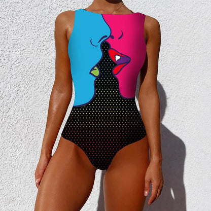 LVSANW 2024 New Printed One-piece Swimsuit Classic Printed Lace Up Swimsuit Women's Push Up Flower One-piece Suit Beach Wear For Female