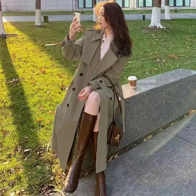 LVSANW 2024 New Short Coat Windbreaker Women's Spring Autumn Trench Coat Korean Short Ladies Solid Coat Women Double Bbreasted Outwear