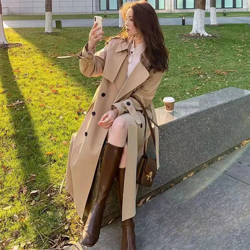 LVSANW 2024 New Short Coat Windbreaker Women's Spring Autumn Trench Coat Korean Short Ladies Solid Coat Women Double Bbreasted Outwear