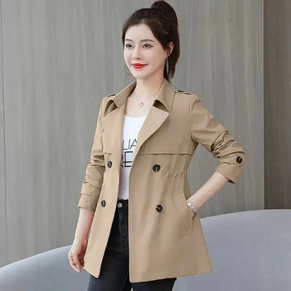 LVSANW 2024 New Short Coat Windbreaker Women's Spring Autumn Trench Coat Korean Short Ladies Solid Coat Women Double Bbreasted Outwear