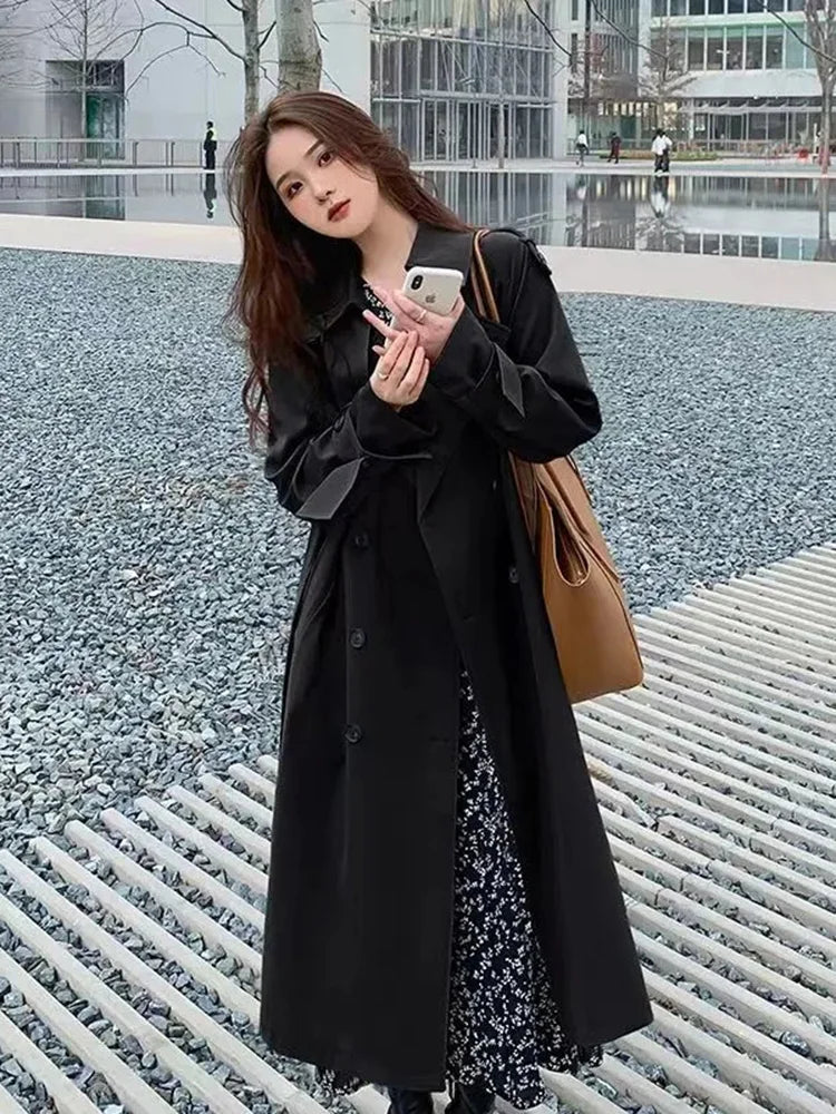 LVSANW 2024 New Short Coat Windbreaker Women's Spring Autumn Trench Coat Korean Short Ladies Solid Coat Women Double Bbreasted Outwear