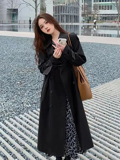 LVSANW 2024 New Short Coat Windbreaker Women's Spring Autumn Trench Coat Korean Short Ladies Solid Coat Women Double Bbreasted Outwear