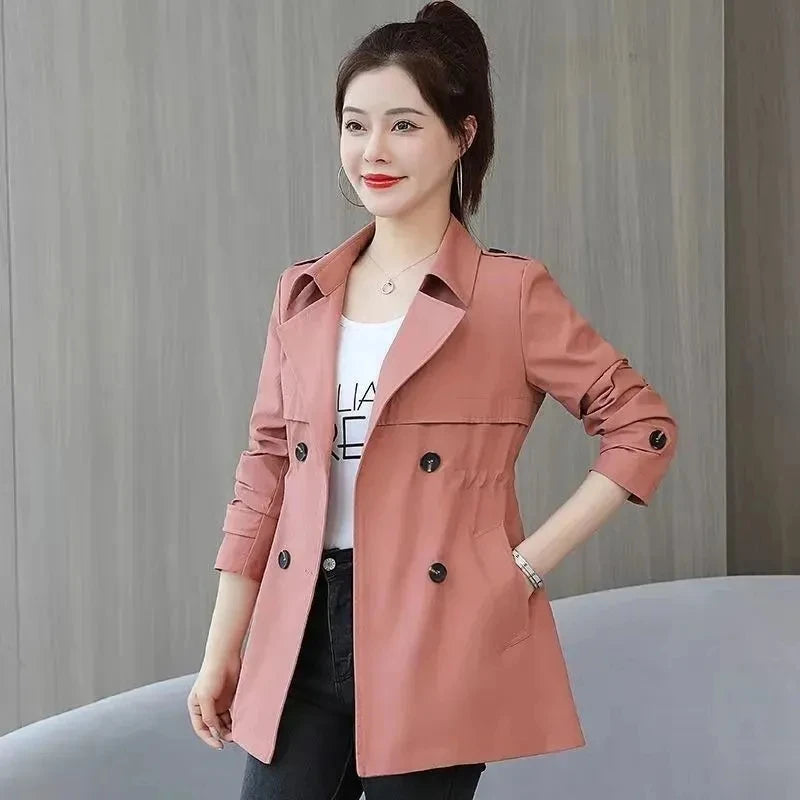 LVSANW 2024 New Short Coat Windbreaker Women's Spring Autumn Trench Coat Korean Short Ladies Solid Coat Women Double Bbreasted Outwear