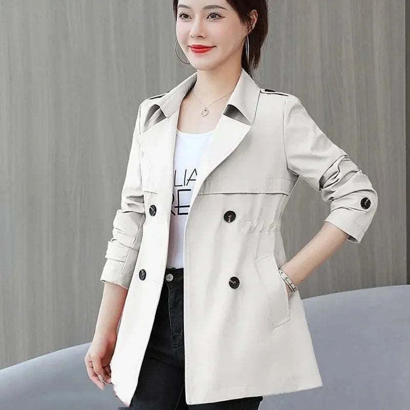 LVSANW 2024 New Short Coat Windbreaker Women's Spring Autumn Trench Coat Korean Short Ladies Solid Coat Women Double Bbreasted Outwear