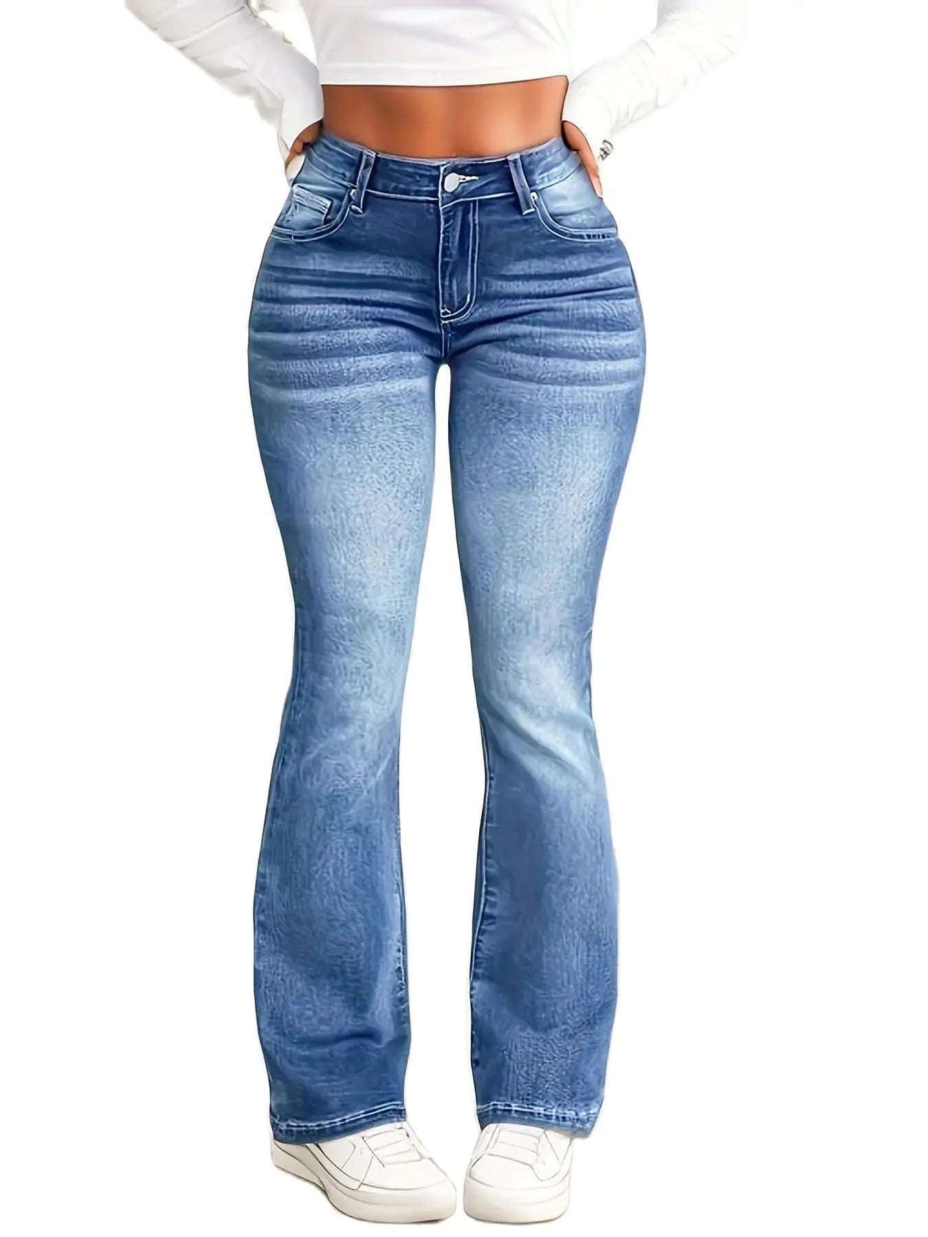 LVSANW 2024 New Women's Stretch Boot Cut Jeans Fashion Slim Fit Hip-Lifting Denim Flared Pants Casual Women's Trousers