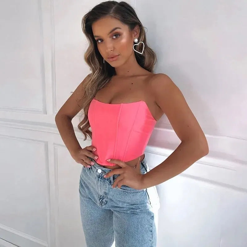 LVSANW 2024 Sleeveless Vest Off Shoulder Velvet Fashion Sexy Corset Crop Tops Vest Female Underwear Backless