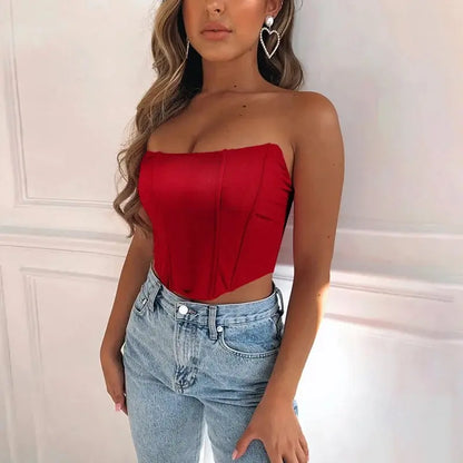 LVSANW 2024 Sleeveless Vest Off Shoulder Velvet Fashion Sexy Corset Crop Tops Vest Female Underwear Backless