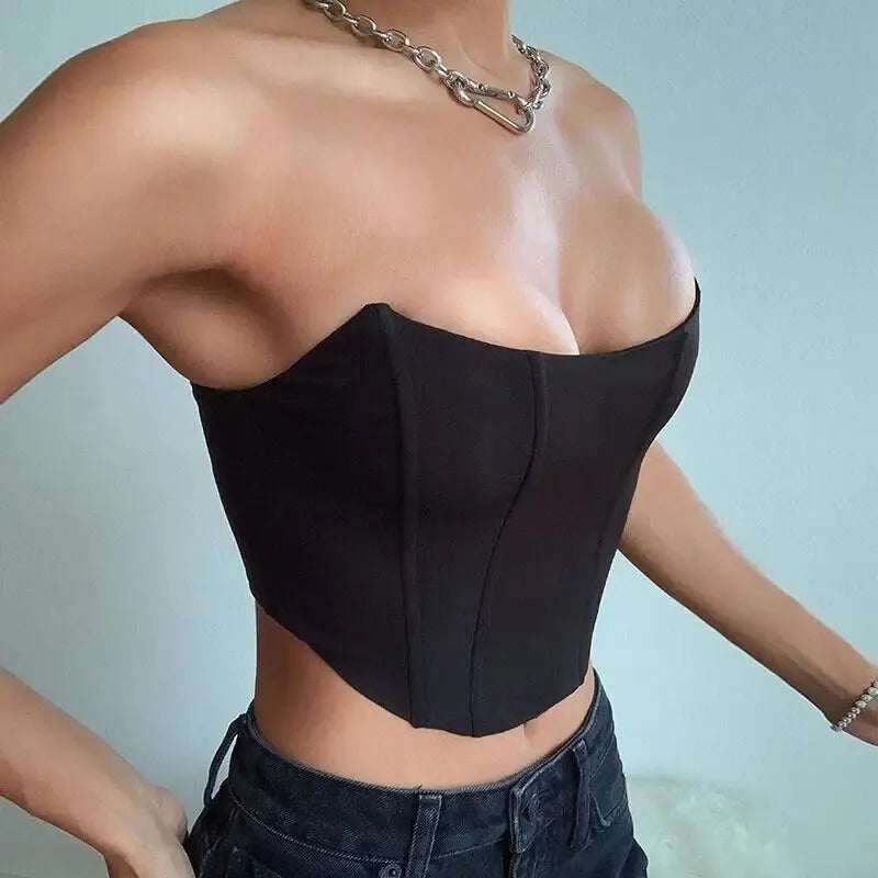 LVSANW 2024 Sleeveless Vest Off Shoulder Velvet Fashion Sexy Corset Crop Tops Vest Female Underwear Backless