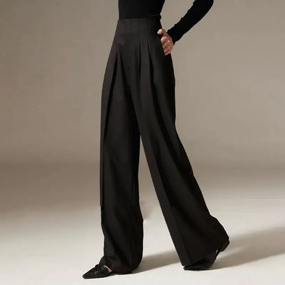 LVSANW 2024 Spring New Pants High Waist Wide Leg Pants Draping Effect Tight Waist Long Pants High-Looking Slide Suit or Women