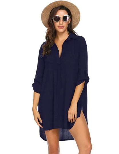 LVSANW 2024 Spring/Summer AliExpress Wish European and American women's deep V-neck fashionable beach sun protection swimsuit shirt dre