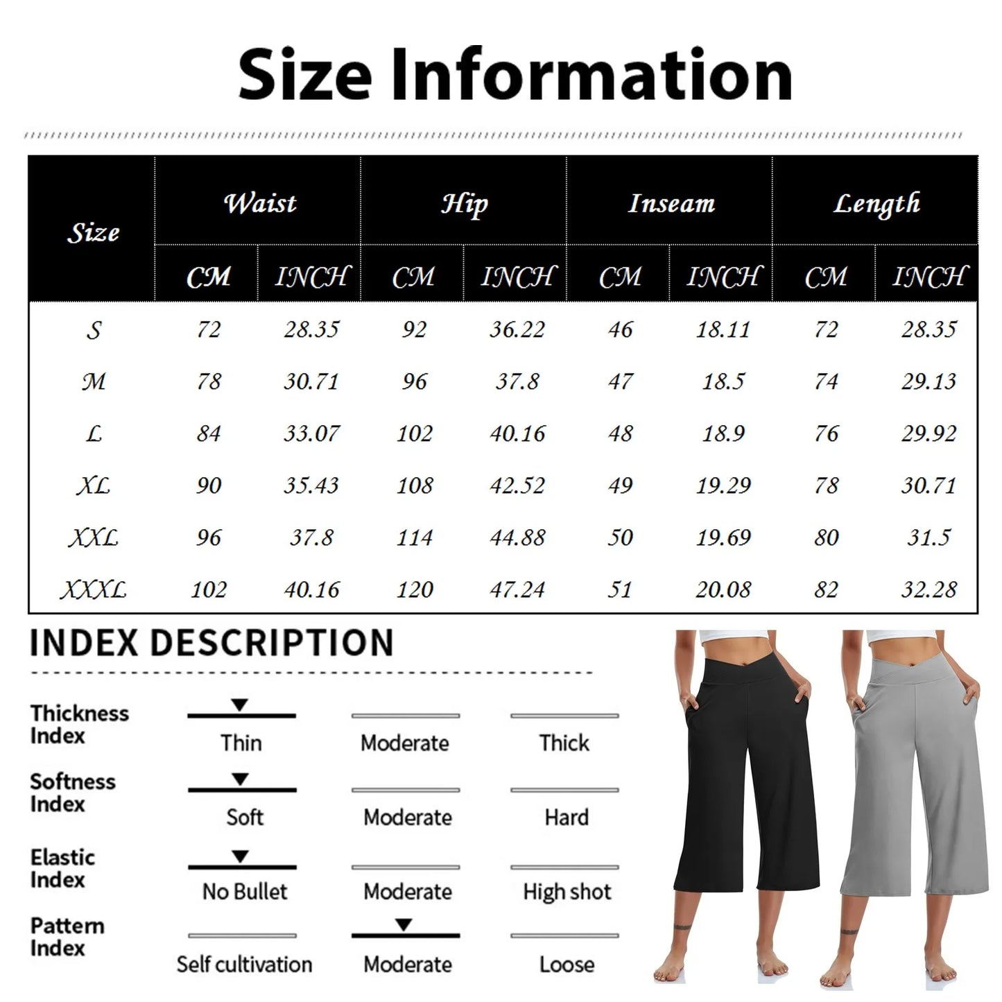 LVSANW 2024 Spring and Summer Women Elastic High Waist 3/4 Pant Solid Casual Active Fit Wide Capris Leg Pants Trousers With Pockets