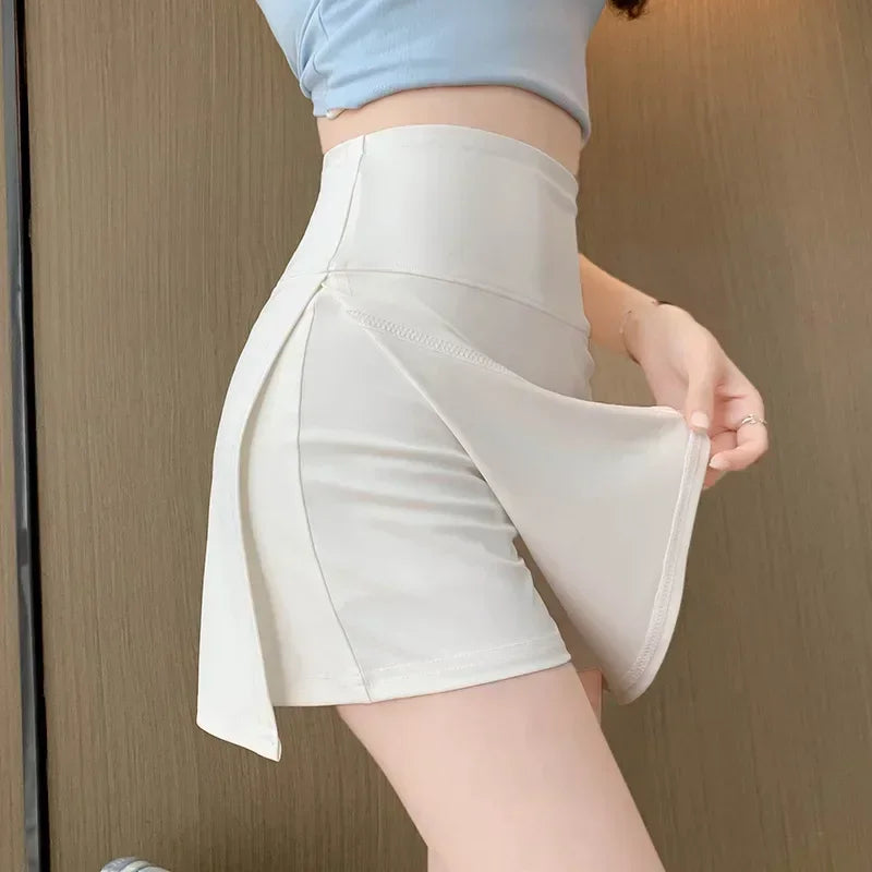 LVSANW 2024 Summer New Korean Style Women's Skirts Side Slit Hight Waist Sports A-line Yoga Skirts Shorts Elegant Hip Wrap Skirt Pants