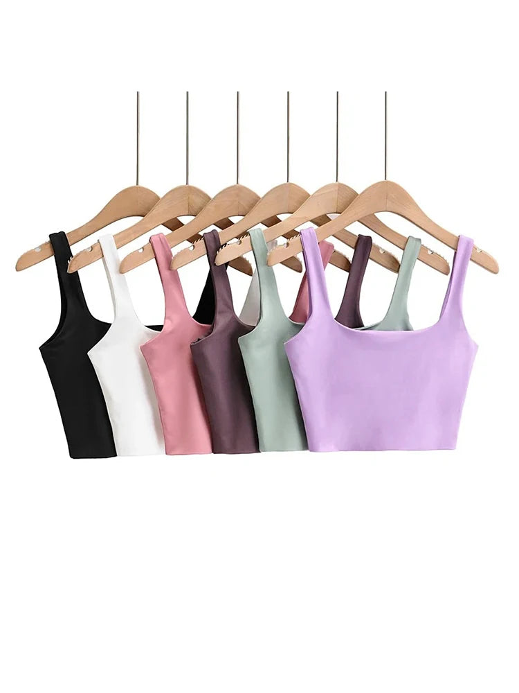 LVSANW 2024 Summer Women Sexy Sleeveless Tops Fashion Short Square Collar Tank Tops 6 Colors