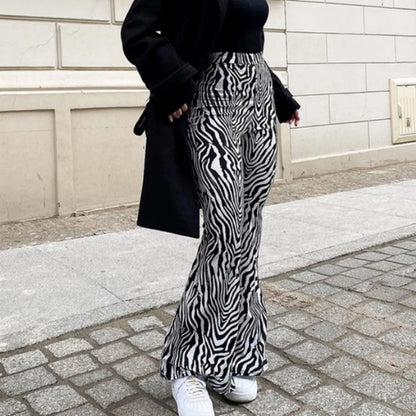 LVSANW 2024 Summer Zebra Print Wide Leg Pants Y2K Trousers Sexy High Waist Women New Fashion Casual Female Stripe Streetwear 16395