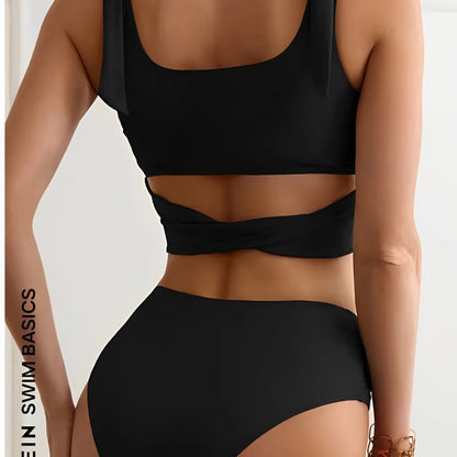 LVSANW 2024 Two Piece String Bikini Hollow Out High Waist Swimwear Female Swimsuit Women Bathers Bathing Swimming Suit Beachwear Summer