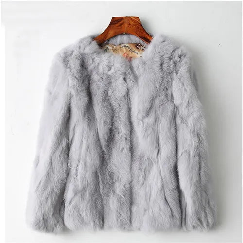 LVSANW 2025 Winter Women The Real Rabbit Fur Coat Natural Rex Rabbit Fur Coat The Fashion Super Thin Rabbit Fur Leather Fashion Jacket