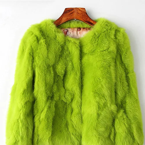 LVSANW 2025 Winter Women The Real Rabbit Fur Coat Natural Rex Rabbit Fur Coat The Fashion Super Thin Rabbit Fur Leather Fashion Jacket