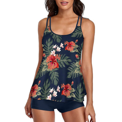 LVSANW 2024 Women Floral Printing Bathing Suit Female Two Pieces Swimsuit Female Sexy Bikini Swimwear Summer Ladies Loose Tankini Sets