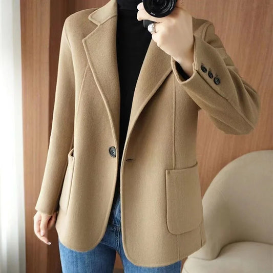 LVSANW 2024 Women Woolen Blazer Jacket Female Lining Autumn Suit Coat Femme Autumn And Winter Thickening Wool Blazer Coats Large Size