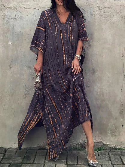 LVSANW 2024 Women's Long Caftans Print Bathing Suit Cover Up Casual Maxi Dress Plus Size Kaftan Robe Tunic Kimono Summer Beach Wear