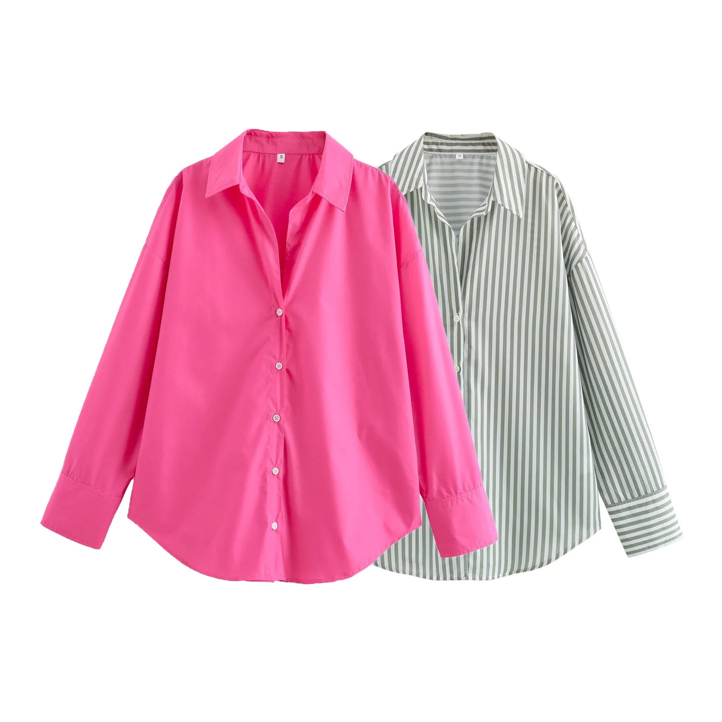 LVSANW 2024 ZAR4 Summer New Women's Wear Versatile European and American Style Stripe Basic Poplin Shirt