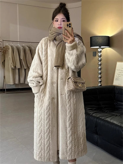 LVSANW 2025 winter thick women's long imitation mink plush cardigan with integrated fur and eco-friendly imitation fur coat