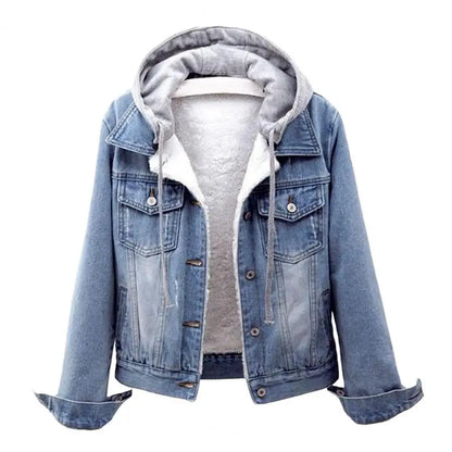 LVSANW 5xl Women Denim Chic Jacket Female Oversize Outerwear Loose Short Hooded Jeans Coat Big Pocket Tops 2024 Spring Autumn