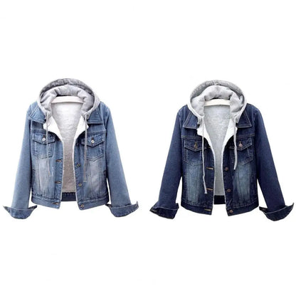 LVSANW 5xl Women Denim Chic Jacket Female Oversize Outerwear Loose Short Hooded Jeans Coat Big Pocket Tops 2024 Spring Autumn