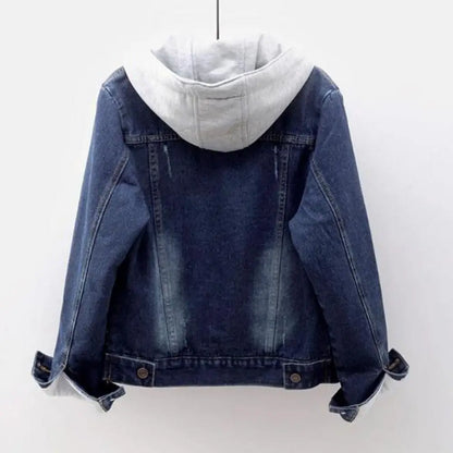 LVSANW 5xl Women Denim Chic Jacket Female Oversize Outerwear Loose Short Hooded Jeans Coat Big Pocket Tops 2024 Spring Autumn