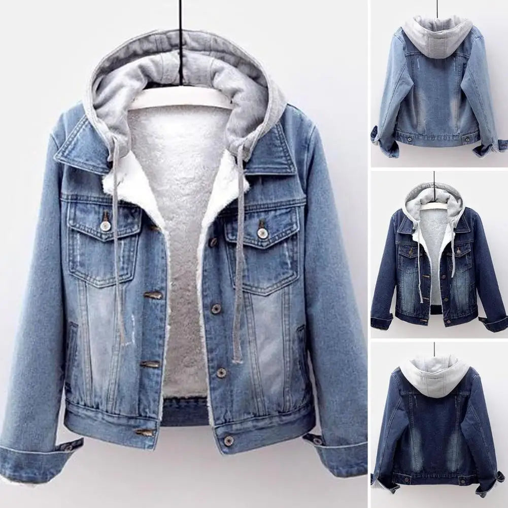 LVSANW 5xl Women Denim Chic Jacket Female Oversize Outerwear Loose Short Hooded Jeans Coat Big Pocket Tops 2024 Spring Autumn