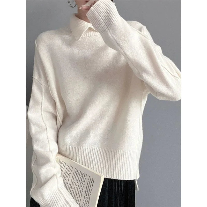 LVSANW Autumn Long Sleeves Women Sweater Pullovers Knitted 2025 New Loose Female Knitwear Solid Color Fashion Ladies Knitting Sweaters