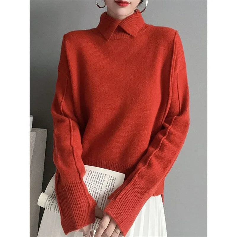 LVSANW Autumn Long Sleeves Women Sweater Pullovers Knitted 2025 New Loose Female Knitwear Solid Color Fashion Ladies Knitting Sweaters