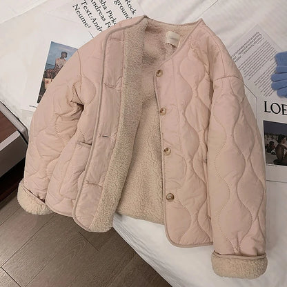 LVSANW Autumn Winter Down Cotton Jacket Women Imitation Lamb Female Loose Cotton Padded Coat Thick Casual Puffer Jacket Women Clothing