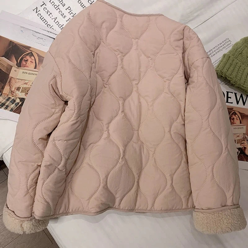 LVSANW Autumn Winter Down Cotton Jacket Women Imitation Lamb Female Loose Cotton Padded Coat Thick Casual Puffer Jacket Women Clothing